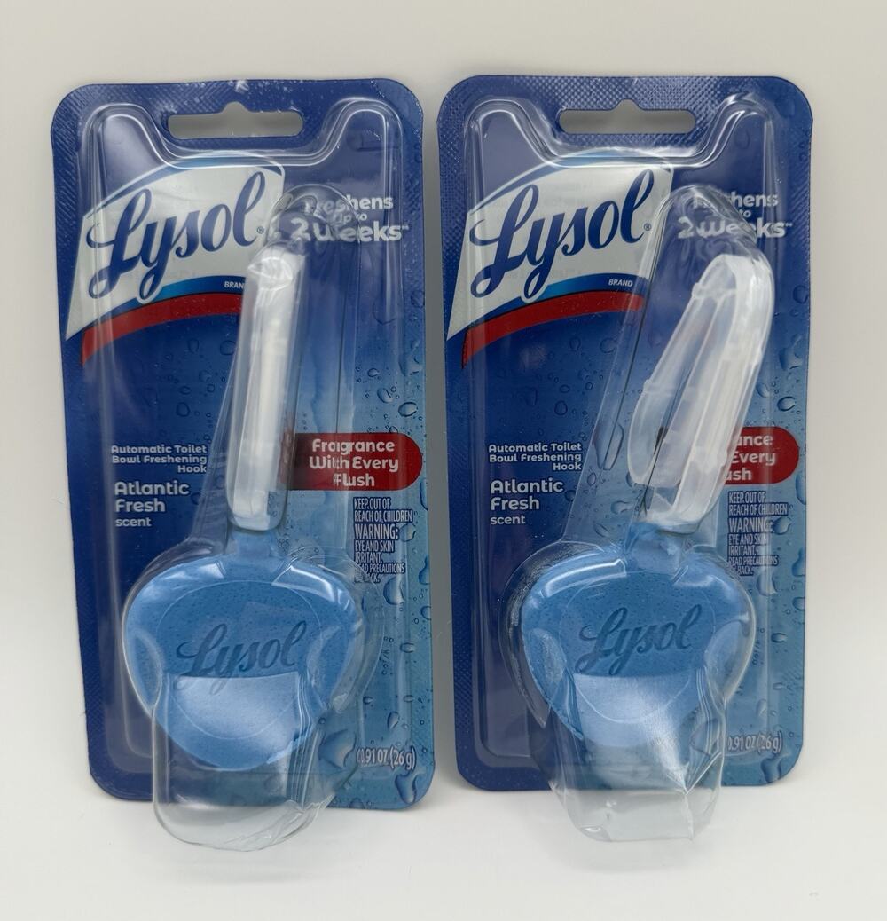 2 Lysol Hygienic Atlantic Fresh Scent Clip On Toilet Bowl Cleanser / Deodorizer